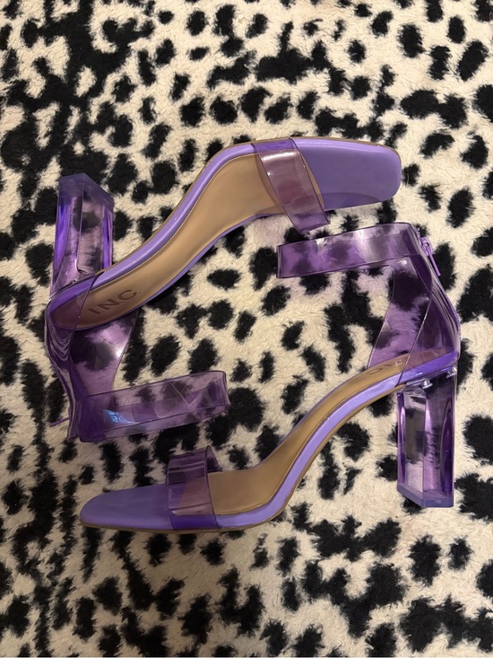 INC International Concepts Shoes - INC International Concepts Translucent Purple Block Heel Sandals